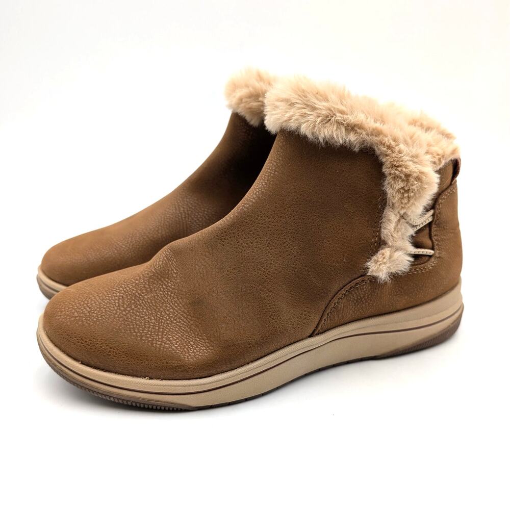 Clarks Breeze Faux Fur Lined Ankle Boots Women's Dark Tan Combi Size US7 EU37.5